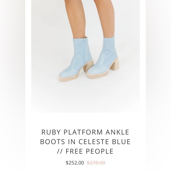 NWOB - Free People Ruby Platform Boots in Blue Leather - Picture 6 of 6